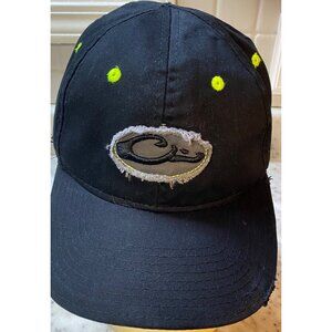 DRAKE Waterfowl Hat Cap Embroidered Adjustable Strap Distressed Black